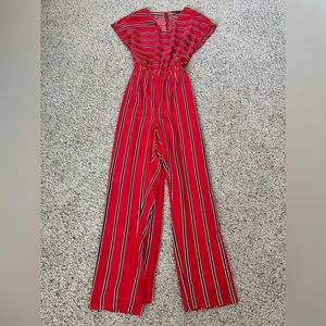 Express Women’s size M Jumper in Red and Black/White stripes!